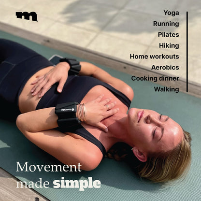 Movido Wearable Wrist & Ankle Weights - 1 lb each (2 per set) | Compact Workout Weights for Women & Men | Perfect for Yoga, Walking, Pilates, Home Workouts (Carbon)