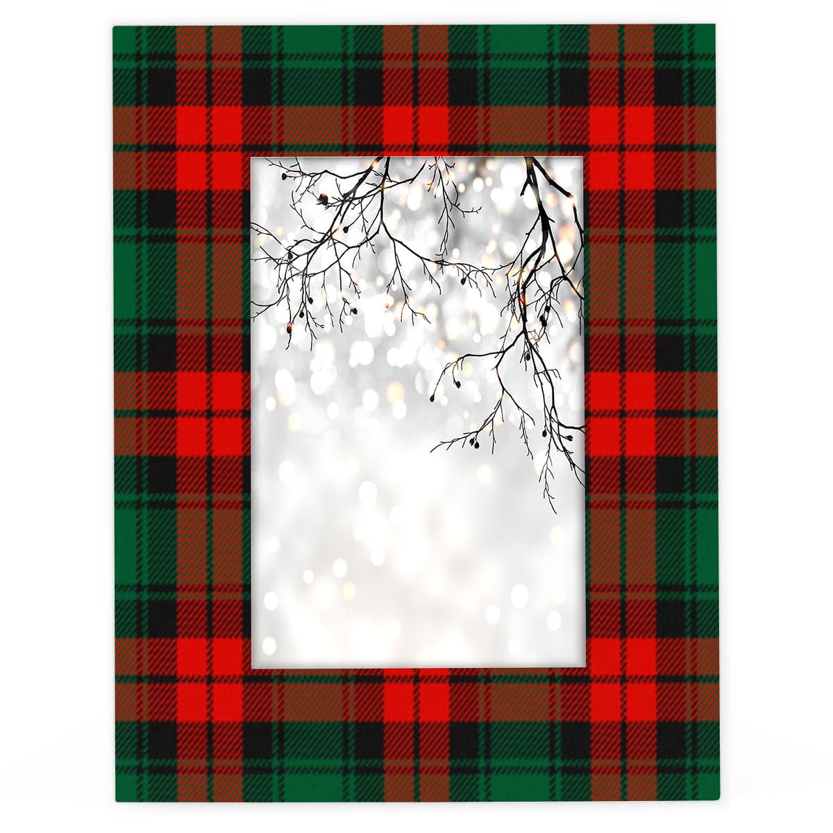 POFATO Christmas Plaid Pattern 8x10 Picture Frame Wooden Picture Frames for Wall Hanging & Tabletop Decor Display 8x10 or 8x8 Picture Collage Family Weddings Christmas Photo Frame for Gift