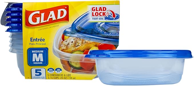 Glad GladWare Entrée Food Storage Containers, Medium Square