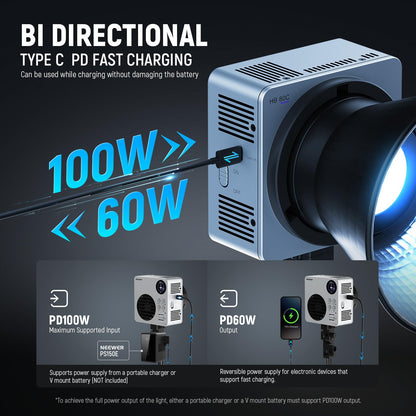 NEEWER HB80C RGBWW LED Video Light with Built-in 72Wh Battery & 100W PD Fast Charging, 80W Mini RGB COB Continuous Output Lighting Bowens Mount Handheld Spotlight 2500K-7500K, 10400lux/m, 18 Effects