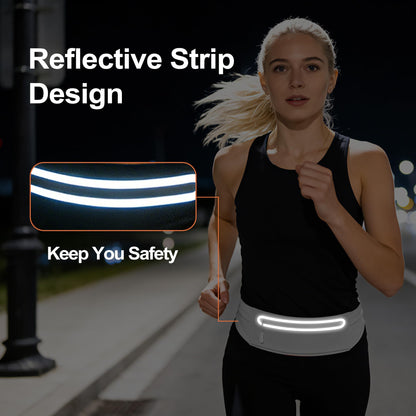 Slim Running Belt for Men Women - No-Bounce Phone Holder Waist Pack, Runners Fanny Pack with Sweat-Proof Pocket ，Travel Money Pouch for Gym/Hiking/Cycling (Light Gary)