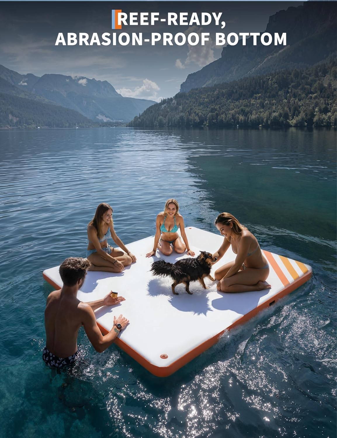 GAOMON Inflatable Dock Floating Platform, Thick Lake Floats for Adults, Non-Slip Air Dock Platform with Portable Carrying Bag, Floating Platform Island for Pool Beach Ocean(Orange,6 x 5 ft)