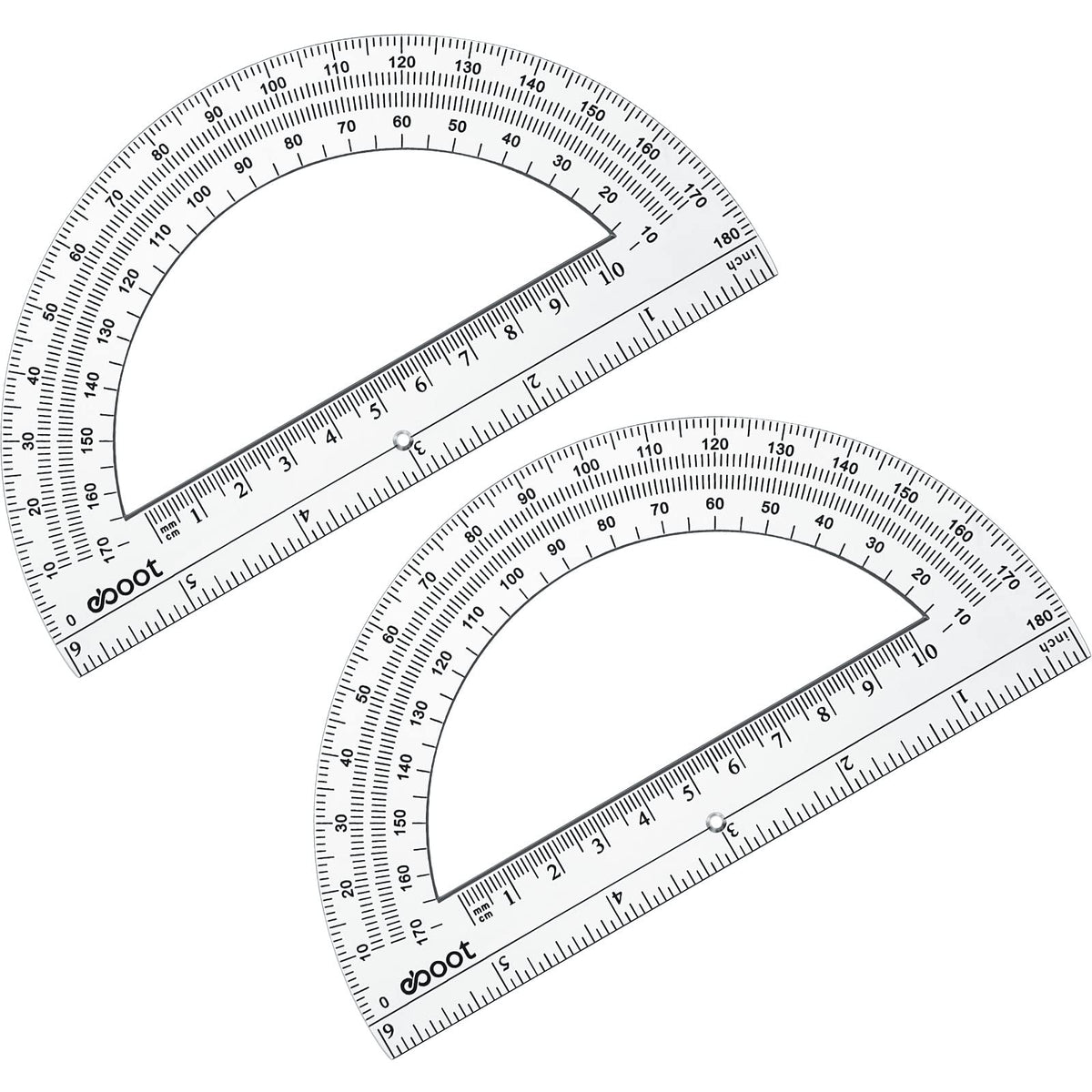 EBOOT 24 Pack Plastic Protractors Math Protractor 180 Degrees 6 Inch (Clear)