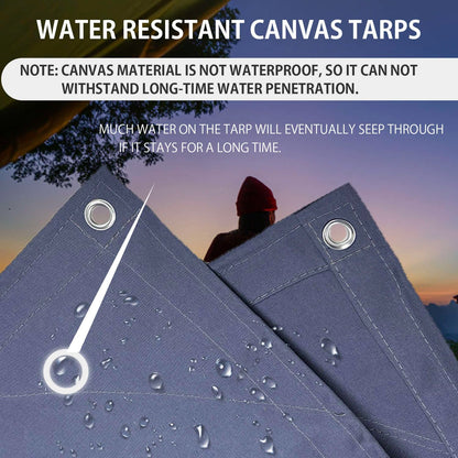 FoundGo Canvas Tarp 10x24 ft Heavy Duty Waterresistant Tarps with Grommets, UV Resistant, 22 Mil Tarpaulin,14 oz Durable Cloth Covers for Car, Roof, Boat, Camp, Canopy, Woodpile with Ropes-Blue