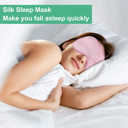 6 Pieces Natural Silk Sleep Mask Soft Eye Mask Adjustable Strap Blindfold Eyeshade Smooth Comfortable Eye Cover with Bag for Sleeping(Black, Taro Purple, Navy, Purple, Pink, Gray)