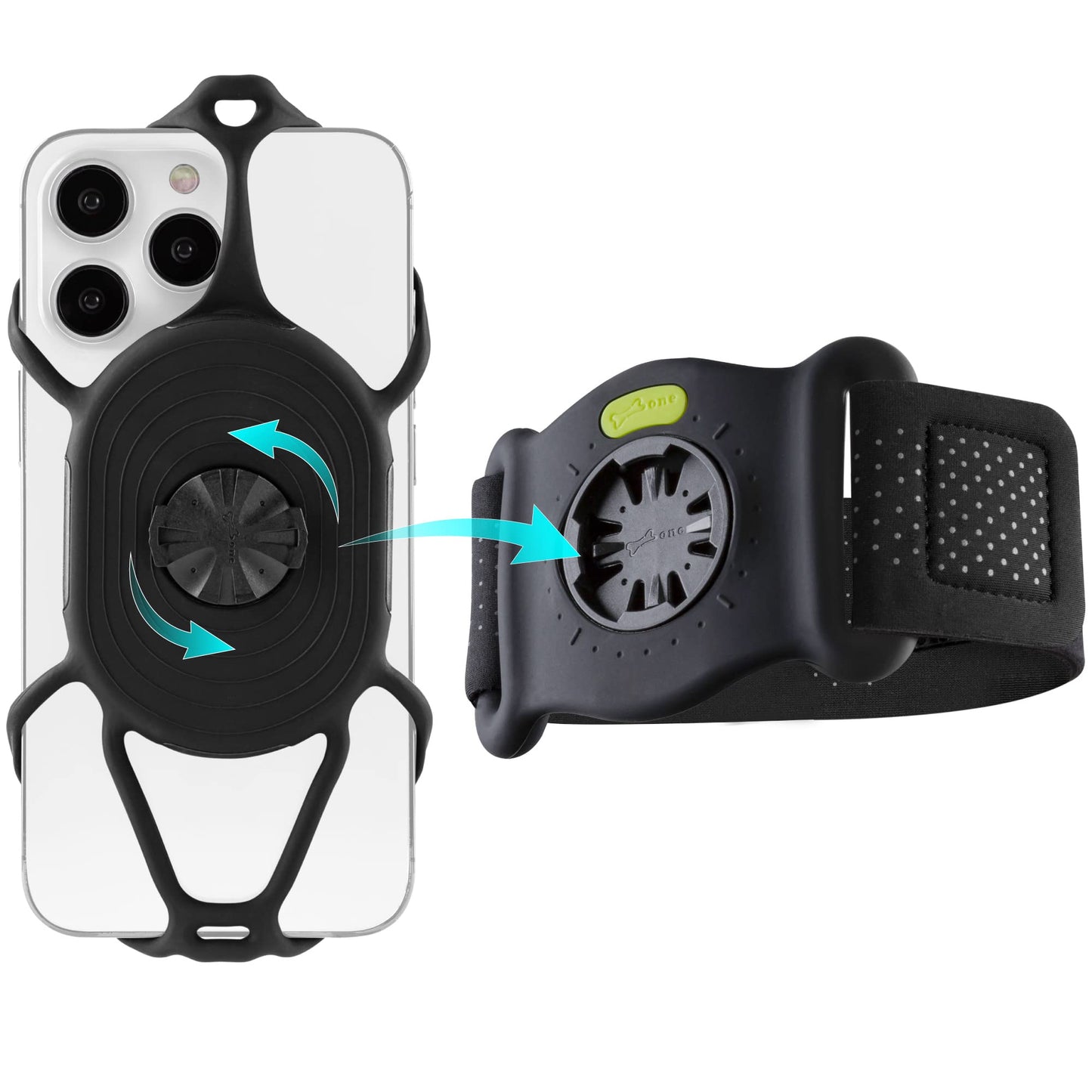 Bone Run Tie Connect Kit 2, Running Cell Phone Holder, Detachable & 360° Rotatable Sport Armband, Skin-Friendly Silicone Workout Phone Carrier Compatible with Most Smartphones (Connection Kit)