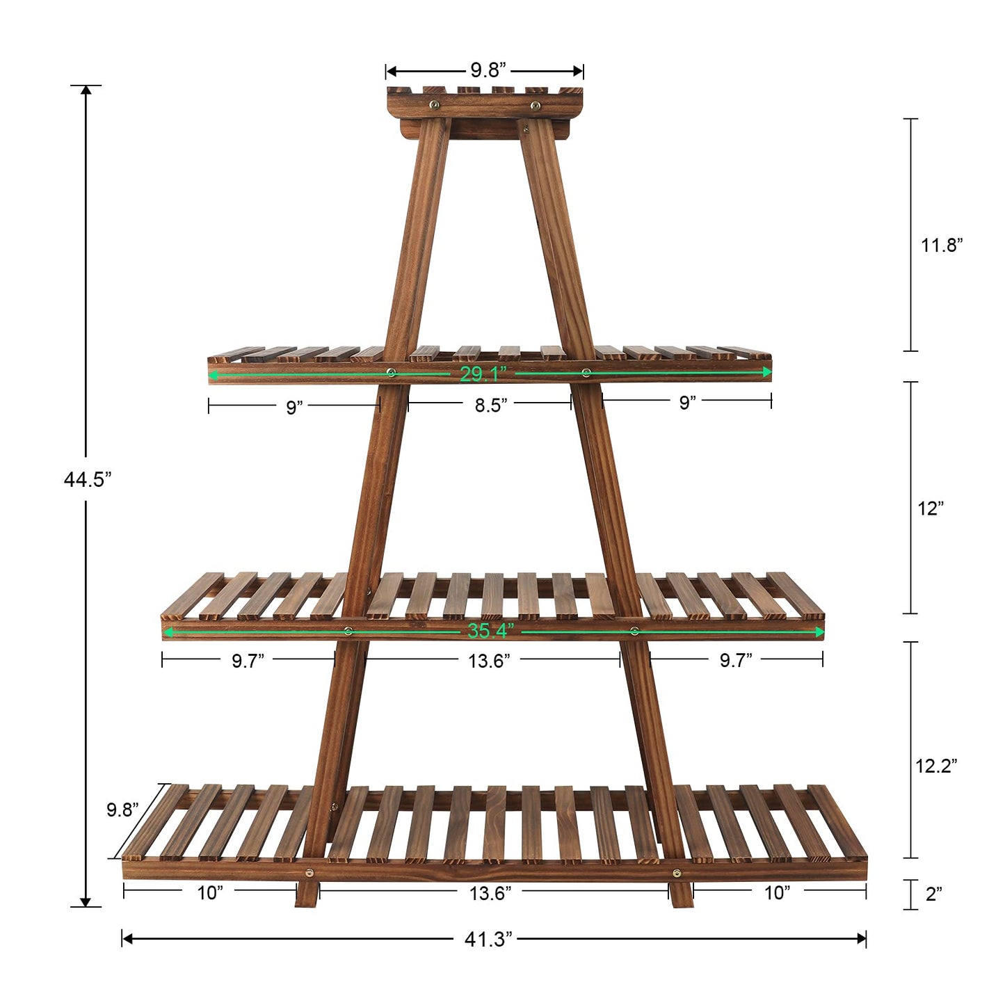 Ufine 4 Tier Wood Plant Stand Indoor Outdoor A Frame Plant Display Shelf for Multiple Plants Flower Pot Holder Rack, Living Room Balcony Patio