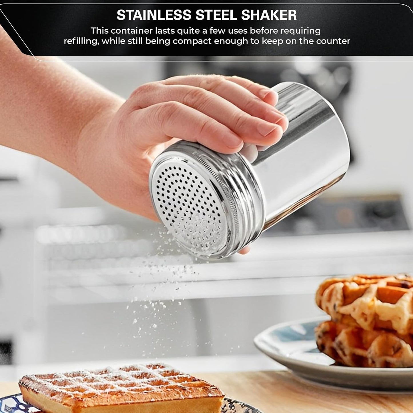 OCS Parts Set of 6 Stainless Steel Dredge Shakers | Without Handles | 10 Ounce Stainless Steel Salt, Pepper, Powdered Sugar an Spice Shakers for Home and Commercial Kitchens