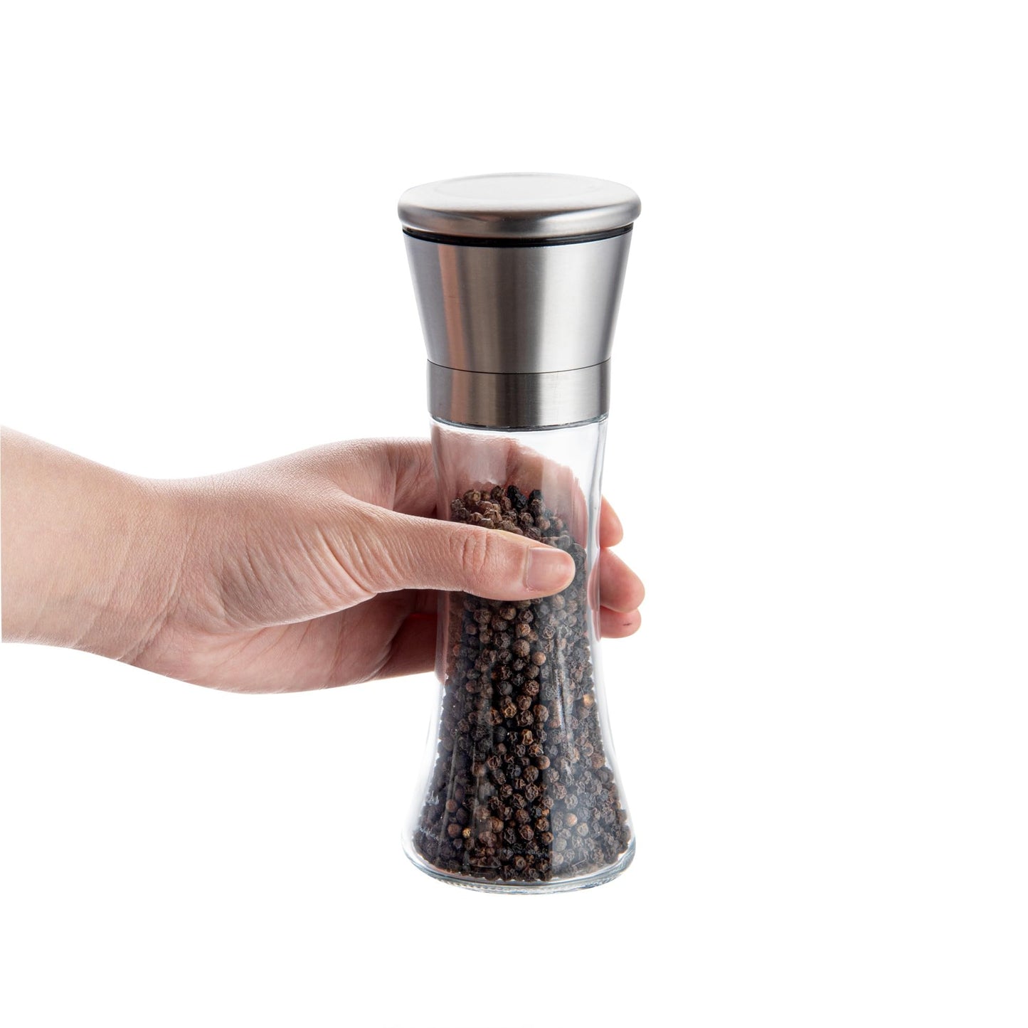 Restaurantware Vetri 6.3 Ounce Kitchen Salt And Pepper Shaker 1 Table Salt Shaker With Lid - Clear Finish Glass Pepper Shaker Refillable Diswashable