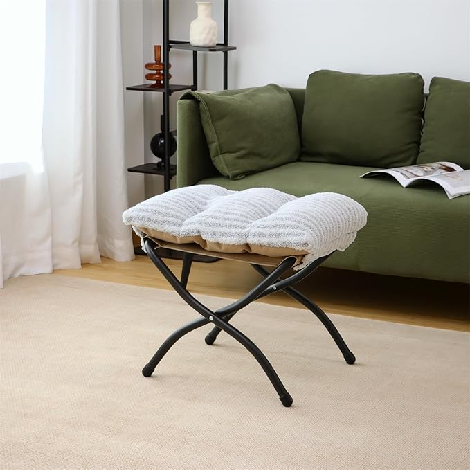 15" Folding Ottoman, Foldable Footrest Stool, Portable Small Foot Stool