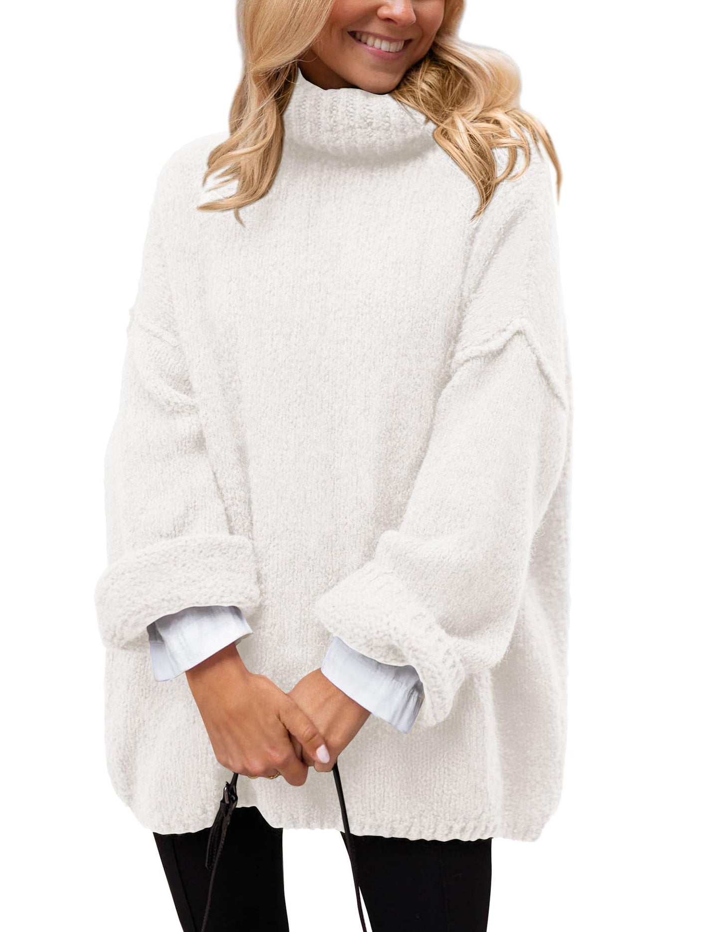 PRETTYGARDEN Oversized Sweaters for Women 2025 Chunky Turtleneck Sweater Fall Clothes Long Sleeve Tops Winter Clothing