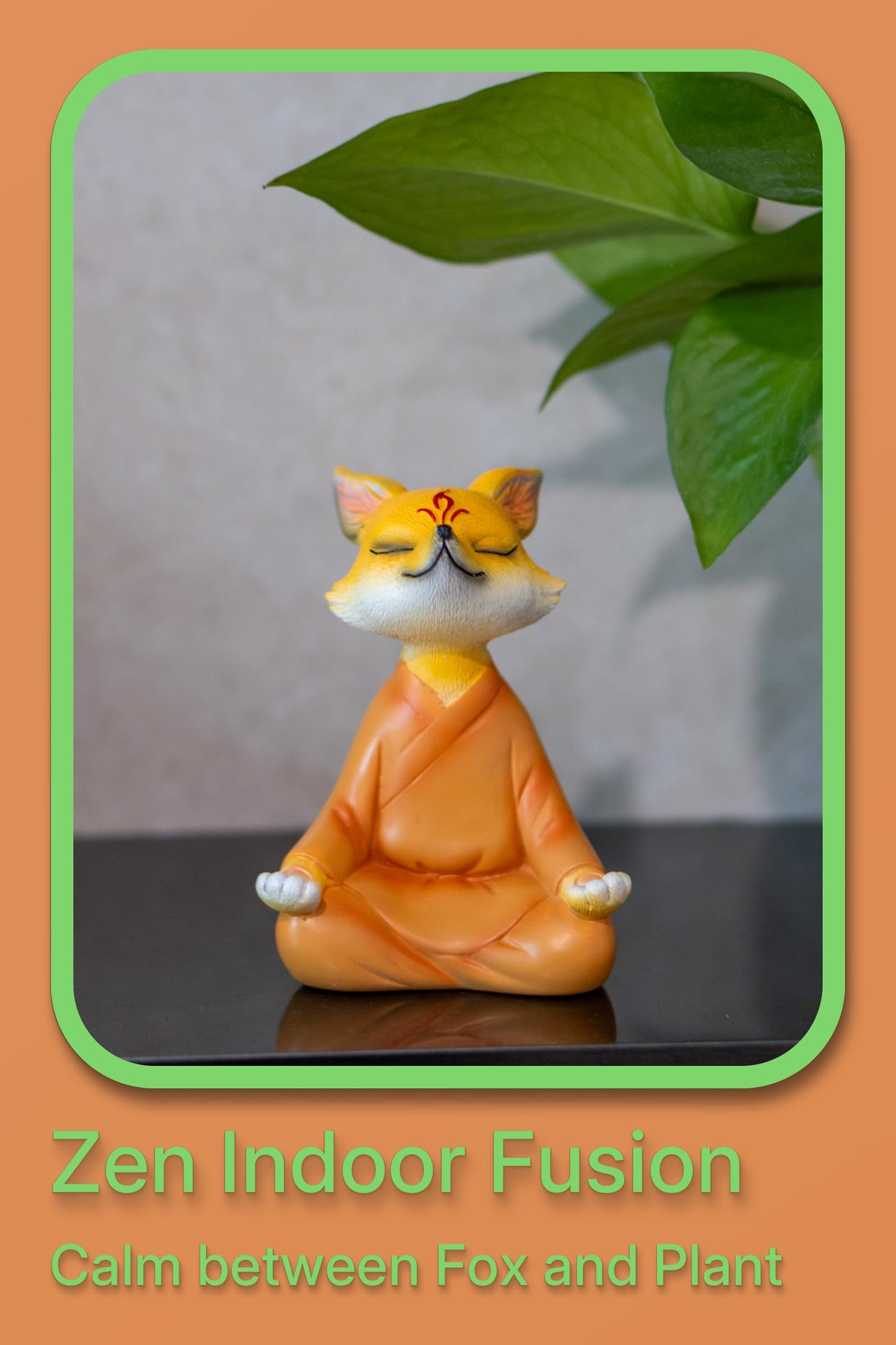 Fuzrea Zen Fox Figurine, Meditating Fox Buddha Statue for Home Decor, Living Room, Yoga & Meditation Accent, Shelf, Table, Desk Decor, Outdoor Garden Decor, Gifts for Women