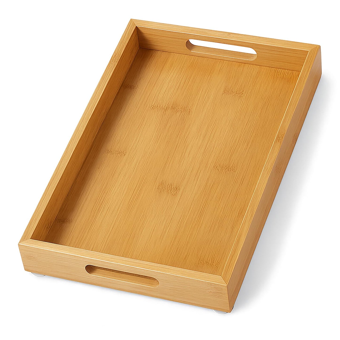 PPDVUUT Tray for Oil Bottles Kitchen Counter – Bamboo Organizer with Handles, Waterproof Coating & Non-Slip Feet, 13×8 Inch Condiment Holder for Spices, Sauces & Seasoning Jars