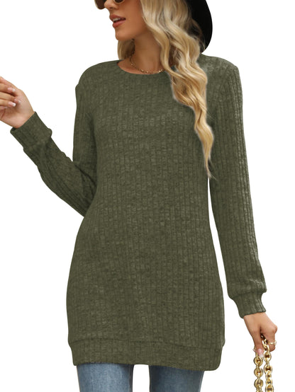 Sweaters for Women Long Sleeve Crewneck Sweatshirt Loose Casual Tunic Tops