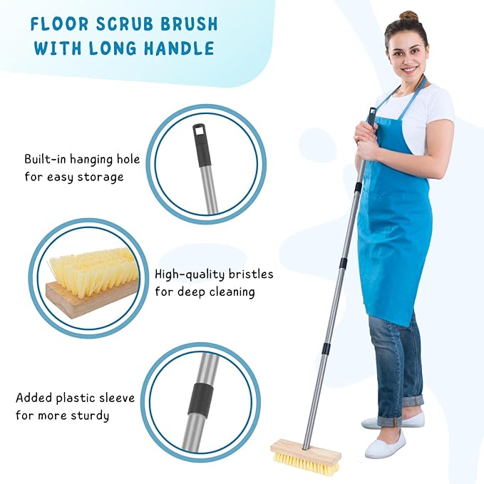 Floor Scrubber Brush with Long Handle