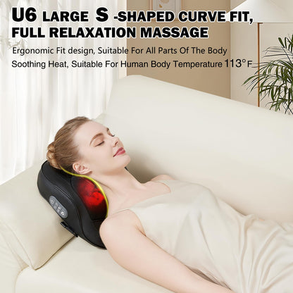 UEKUEK Rechargeable Back and Neck Massager with Heat,U6 New Upgrade Back Massager for Pain Relief Deep Tissue,4D Massage Heads,20 Massage Contacts for Neck,Shoulder,Legs,Foot,Gifts for Women Men