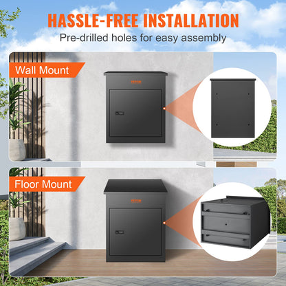 VEVOR Package Delivery Boxes for Outside, Extra Large Mailbox with Coded Lock, Galvanized Steel Wall Mounted Mailboxes 17.3"x13.8"x22.8", Anti-Theft Baffle, IPX3 Waterproof for Porch, Curbside