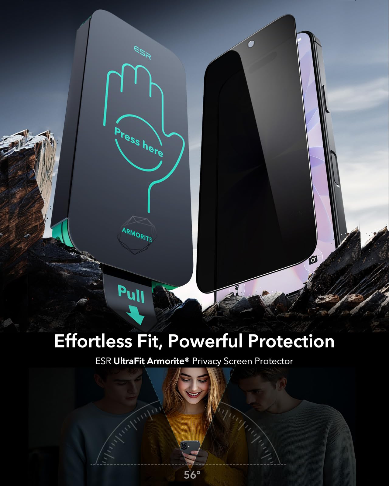 ESR 3 Pack 9H+ Glass for iPhone 16 Pro Max Screen Protector, [Military Grade Shatterproof & Longest Durable] Armorite Ultra-Tough Tempered Glass with UltraFit Tray
