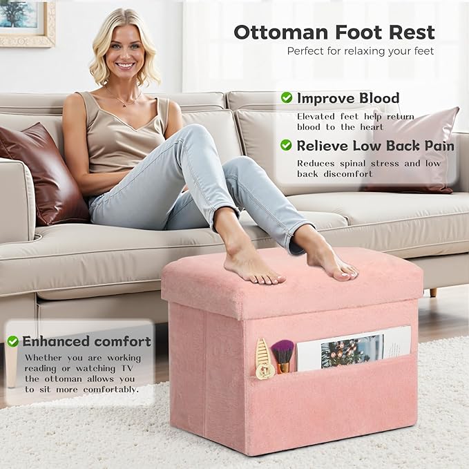 Storage Ottoman, Folding Ottoman Foot Rest Stool
