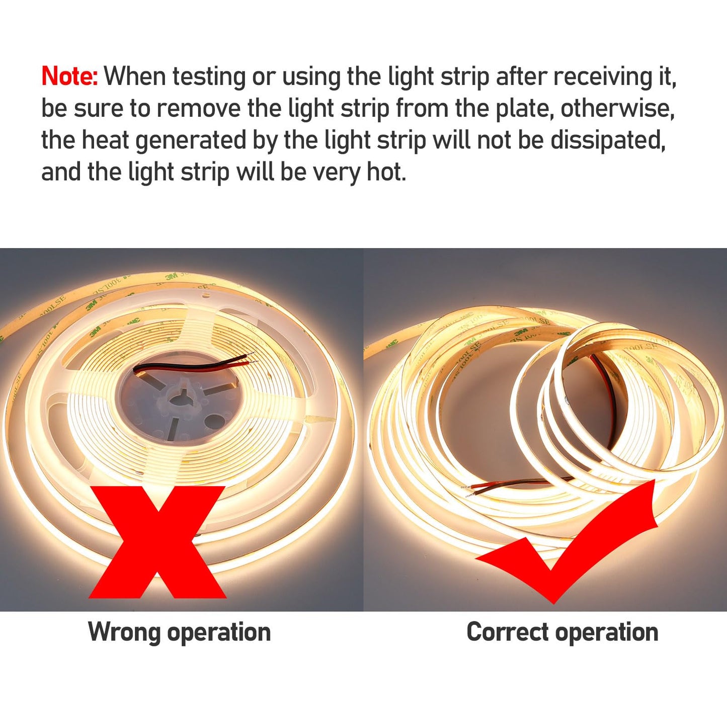 GOMING DC 12V COB LED Strip Light Warm White 3000K IP65 Waterproof 16.4ft(5M) 1560LEDs CRI 93+ Uniform Glow Flexible LED Tape Lights for DIY Bedroom Kitchen Home Decor(No Power Supply)