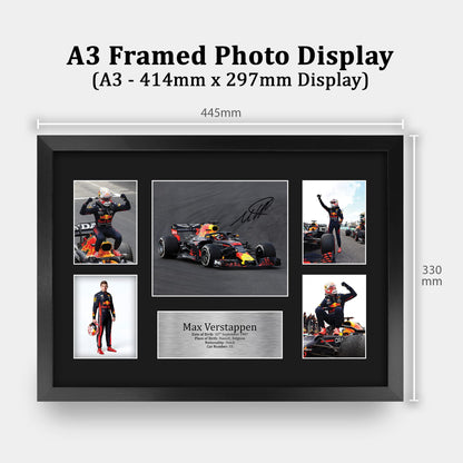 HWC Trading FR A3 Max Verstappen Gifts Printed Signed Autograph Presentation Display for F1 Formula 1 Racing Fans - A3 Framed