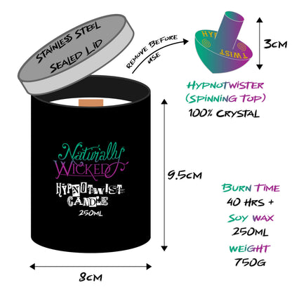 Naturally Wicked Hypnotwist Remember Candle | Hypnotic Crystal Spell Candle | Inc Crystal Spinning Top