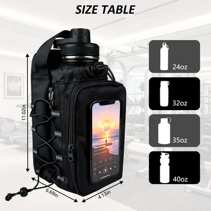 JACZZO Magnetic Gym Bag, Water Bottle Holder,Hands-Free Phone Mount,Gym Gifts for Women and Men (Black)