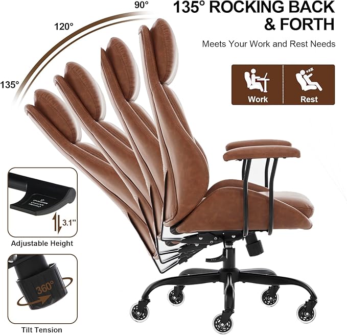 E-Motie Office Chair, Leather Desk Chair