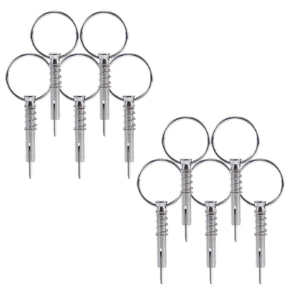 10 Pack Quick Release Bimini Pins, 1/4" Diameter - Boat Canopy Top Pins with Pull Ring, Full 316 Stainless Steel Marine Hardware