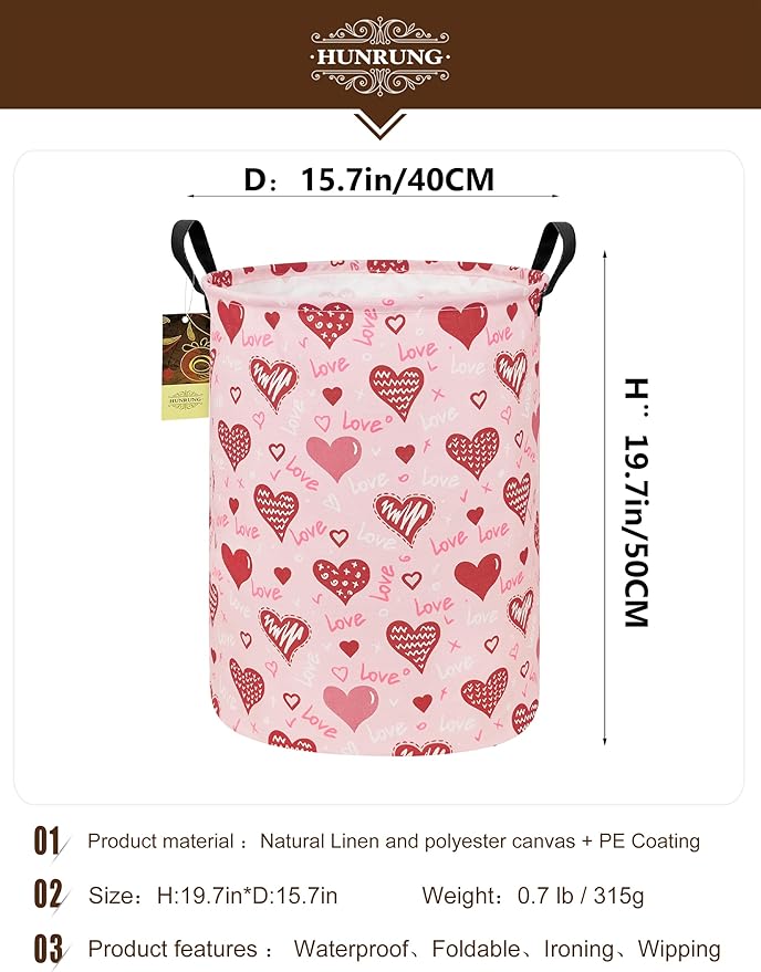 HUNRUNG Laundry Hamper, Large Canvas Fabric Lightweight Storage Basket Toy