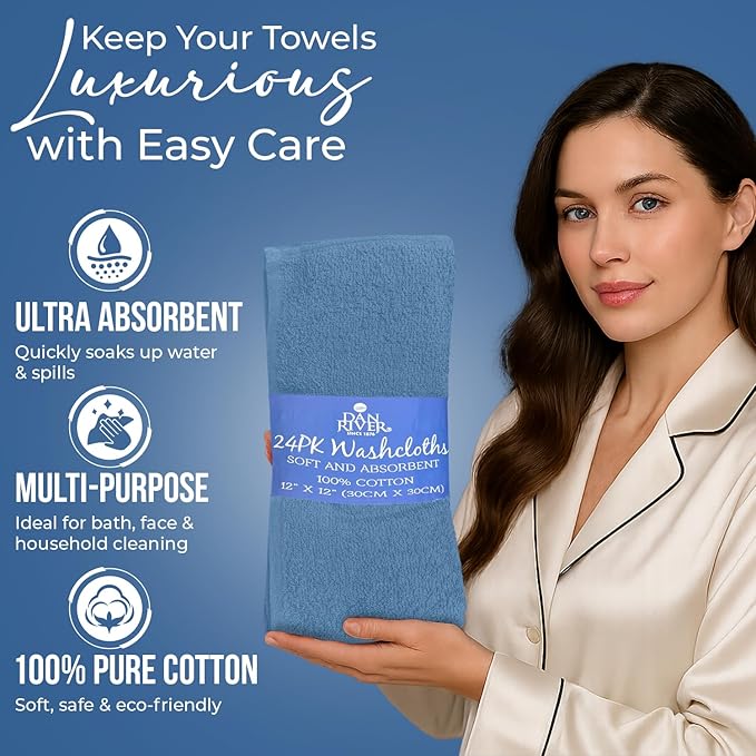 DAN RIVER 24 Pack Wash Cloths for Showering