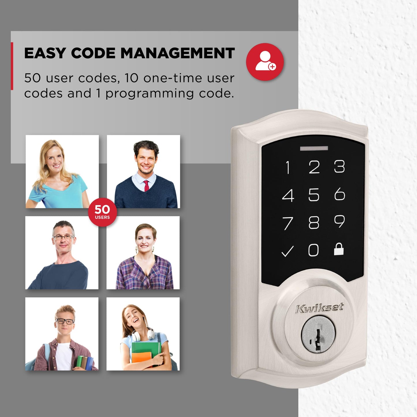 Kwikset SmartCode 270 Keyless Entry Electronic Touchpad Deadbolt Door Lock with Auto-Lock, Custom User Codes, Advanced Security in Satin Nickel Traditional