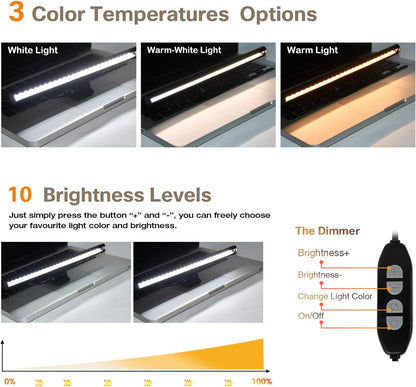 Monitor Light Bar, Computer e-Reading Task Lamp - 3 Color Modes, 10 Brightness Levels, USB Powered