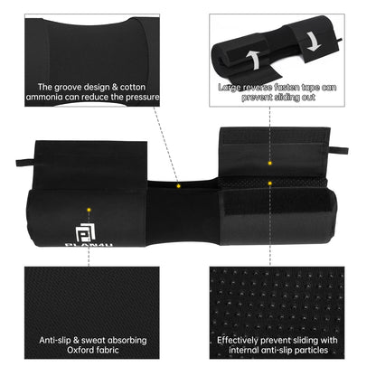 Plan4U Barbell Pad for Men, Squat Pad for Deadlifts/Bench Press, Shoulder/Neck Support, Weight Lifting Bar Cushion Workout Foam Hip Thrusts Foam Sponge Pad, Black