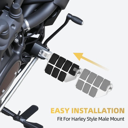 Motorcycle Foot Pegs, 10mm Highway Passenger Footboard Footpegs Male Mount Foot Rest Pedal Lion Paw Style Fit for Harley Davidson Touring Street Glide Softail Dyna Sportster(Chrome)