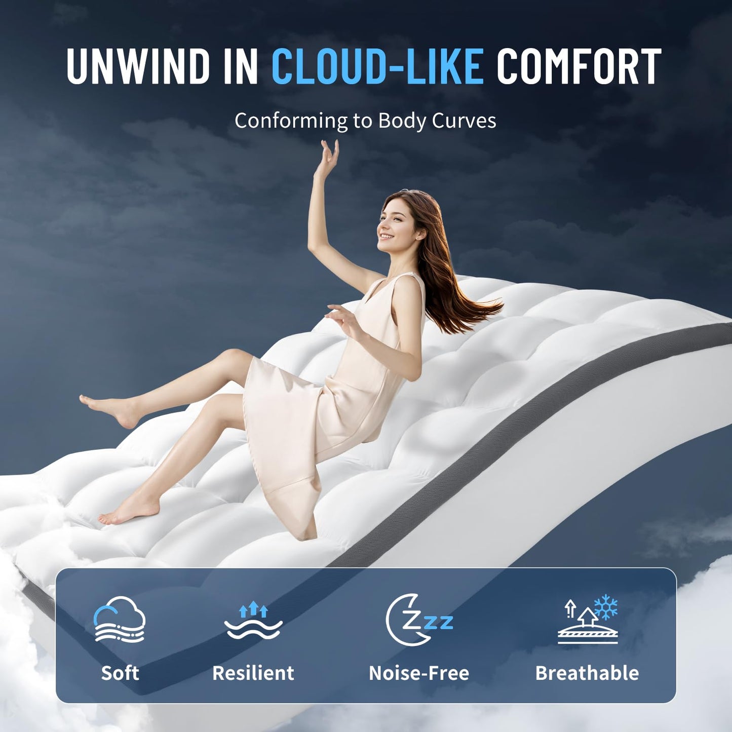 Memory Foam Mattress Topper, Extra Soft 1300 GSM Pillow Top Mattress Pad for Back Pain Relief,Breathable Mattress Cover for Fluffy Shredded Memory Foam Filled (Queen, 60"x80")