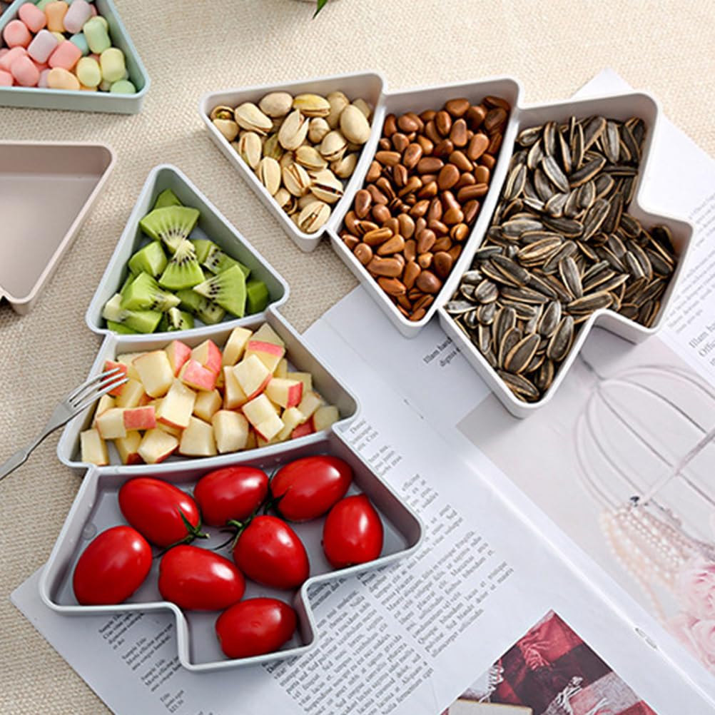 DOITOOL 2PCS Christmas Tree Shape Platter Snack Appetizer Trays Dessert Serving Dishes Divided Snack Serving Trays Fruit Cheese Dessert Plate - Grey