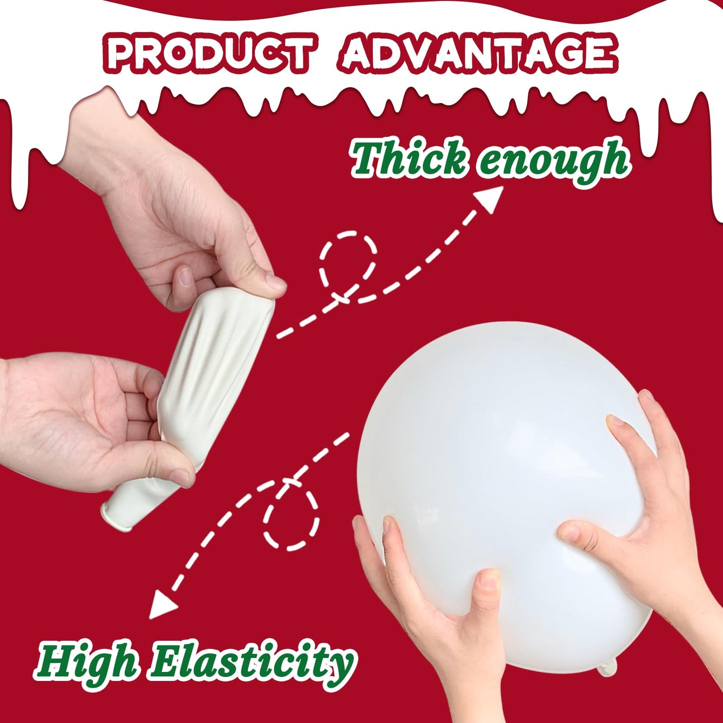 100 Pcs Christmas Red Green Balloons 12 Inch Red Green and White Latex Balloons with 65ft Ribbon for Christmas Birthday Baby Shower Party Decorations