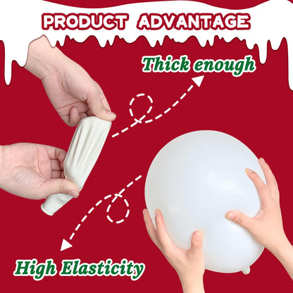 100 Pcs Christmas Red Green Balloons 12 Inch Red Green and White Latex Balloons with 65ft Ribbon for Christmas Birthday Baby Shower Party Decorations