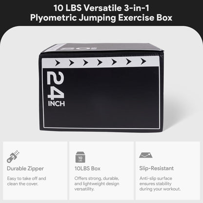 BalanceFrom 3-in-1 Foam Plyometric Jump Box for Home Gym with Multiple Height Options – Versatile Plyo with Non-Slip Surface for Strength, HIIT, Step-Ups, and Agility Training