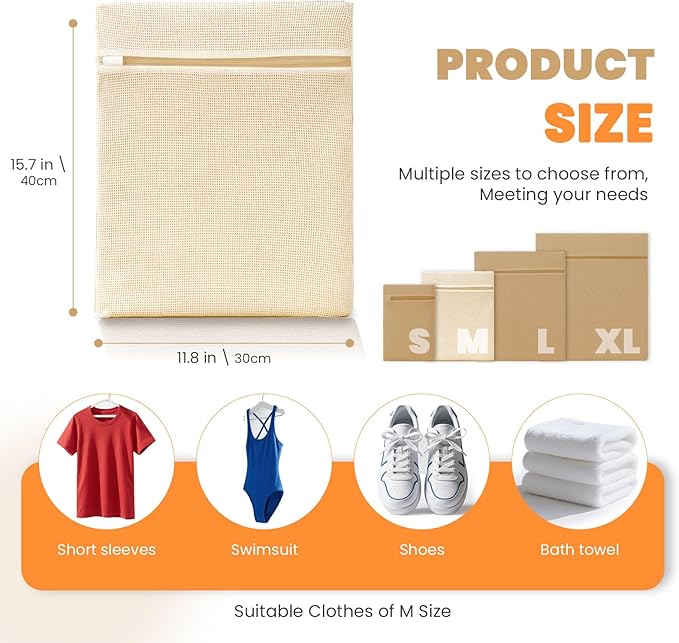4Pcs Cotton Mesh Laundry Bags for Delicates, Breathable Mesh Garment Bag for