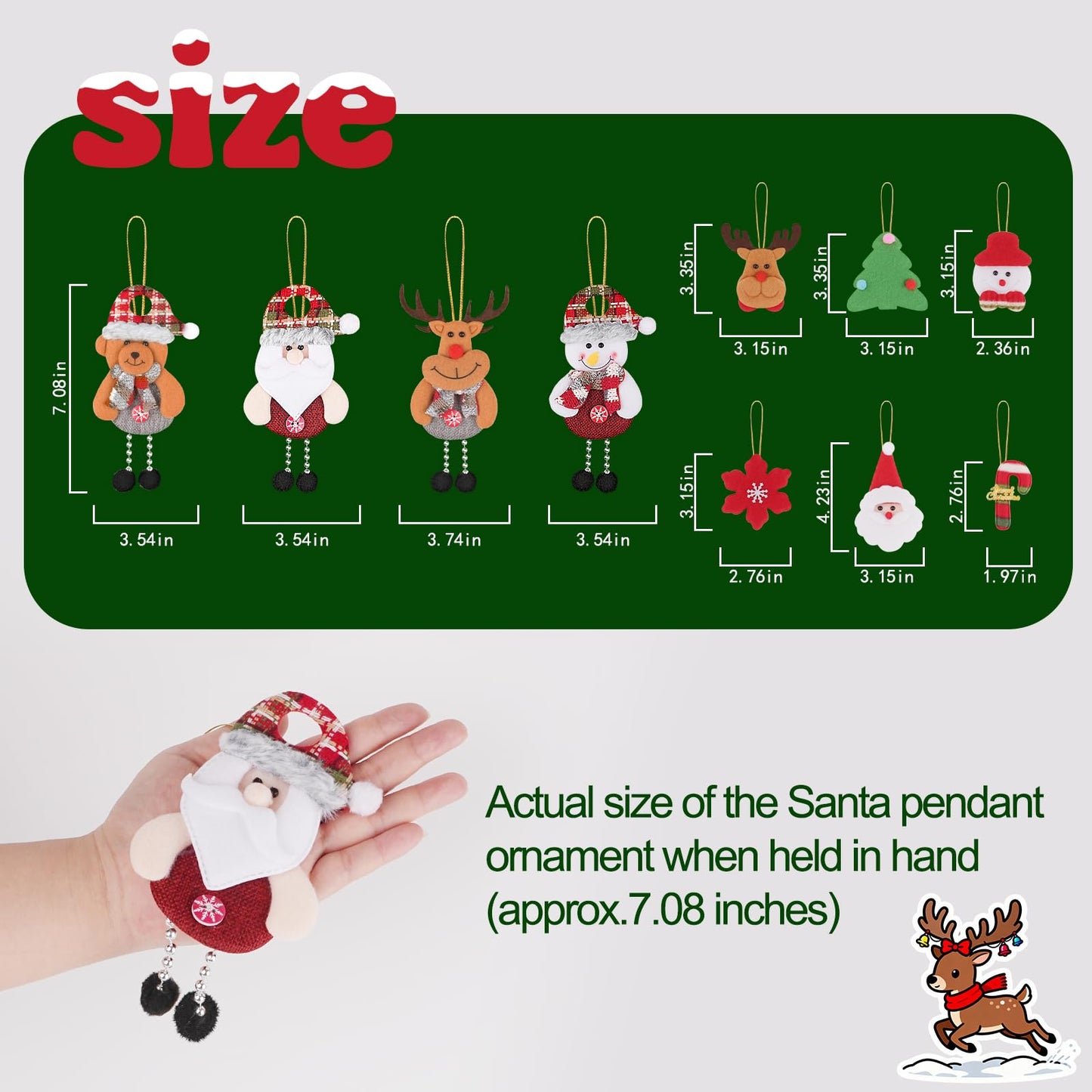 10-Piece Christmas Felt Ornament Set, Featuring Plush Santa Claus, Snowman, Reindeer, and Bear Ornaments, Suitable for Christmas Tree, Home, and Party Decoration (10 Different Designs)