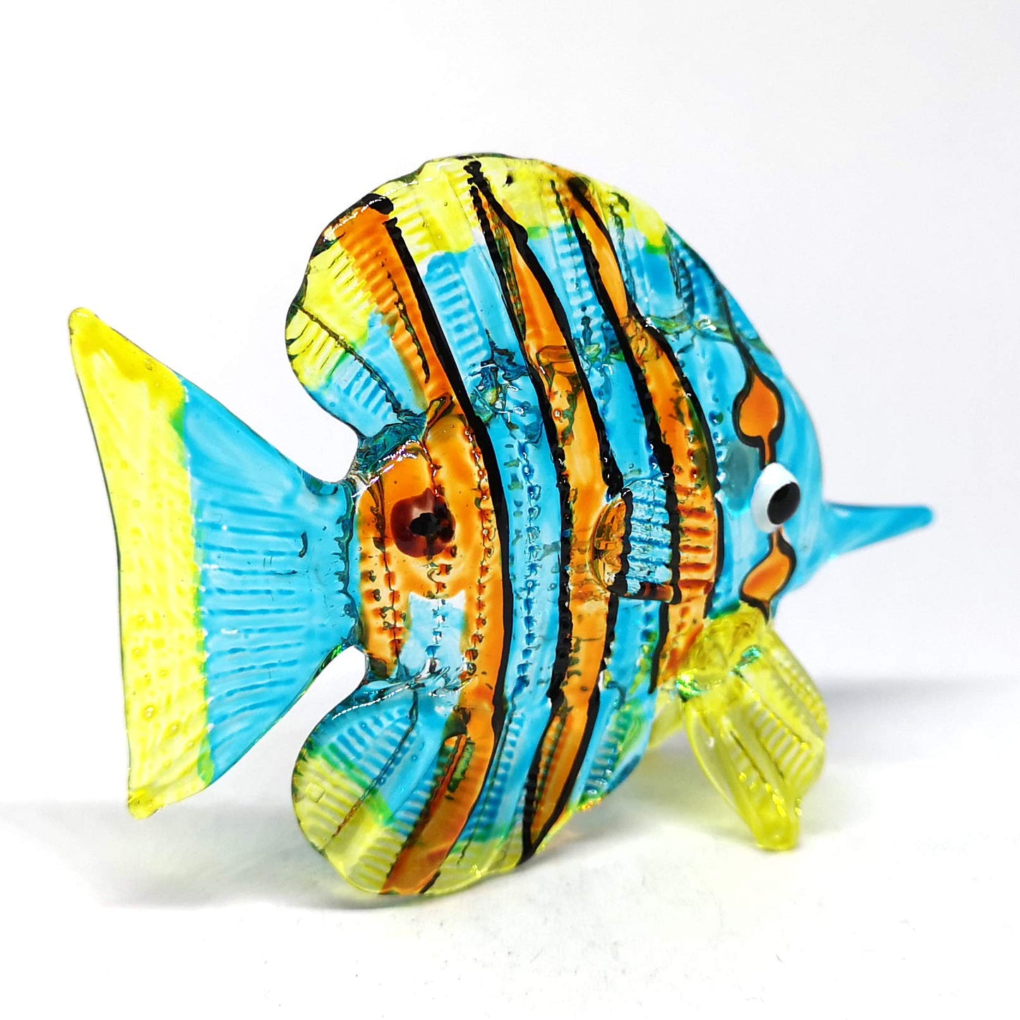ZOOCRAFT Glass Fish Figurine Coastal Style Miniature Hand Blown Handicraft Sculpture