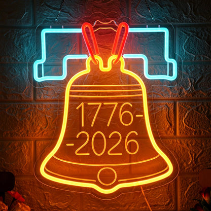 1776-2026 USA 250th Anniversary Liberty Bell Neon Sign - Patriotic LED Wall Decor