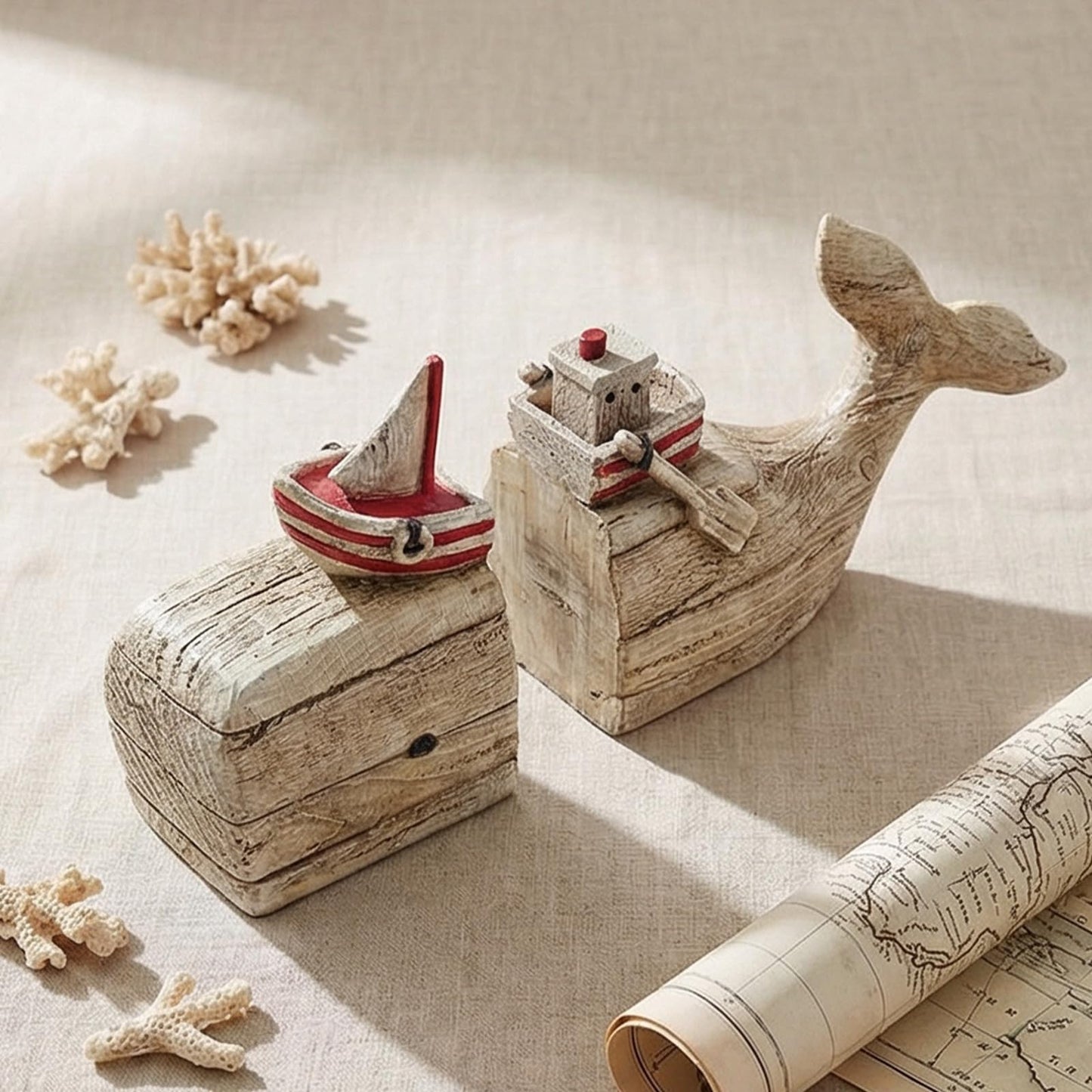 Guichifun Whale Decorative Bookends Book Holder - Distressed Finish Resin Cute Bookend Set with Sailboat Nautical Book Shelf Decor for Living Room Office Home Decoration Gift 11.8 X 3.9 X 6.5 inch