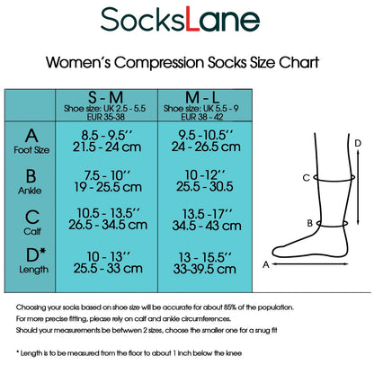 SocksLane Cotton Compression Socks 15-20 mmHg Class 1 Support Knee-High (Gray Stripes, Medium-Large)