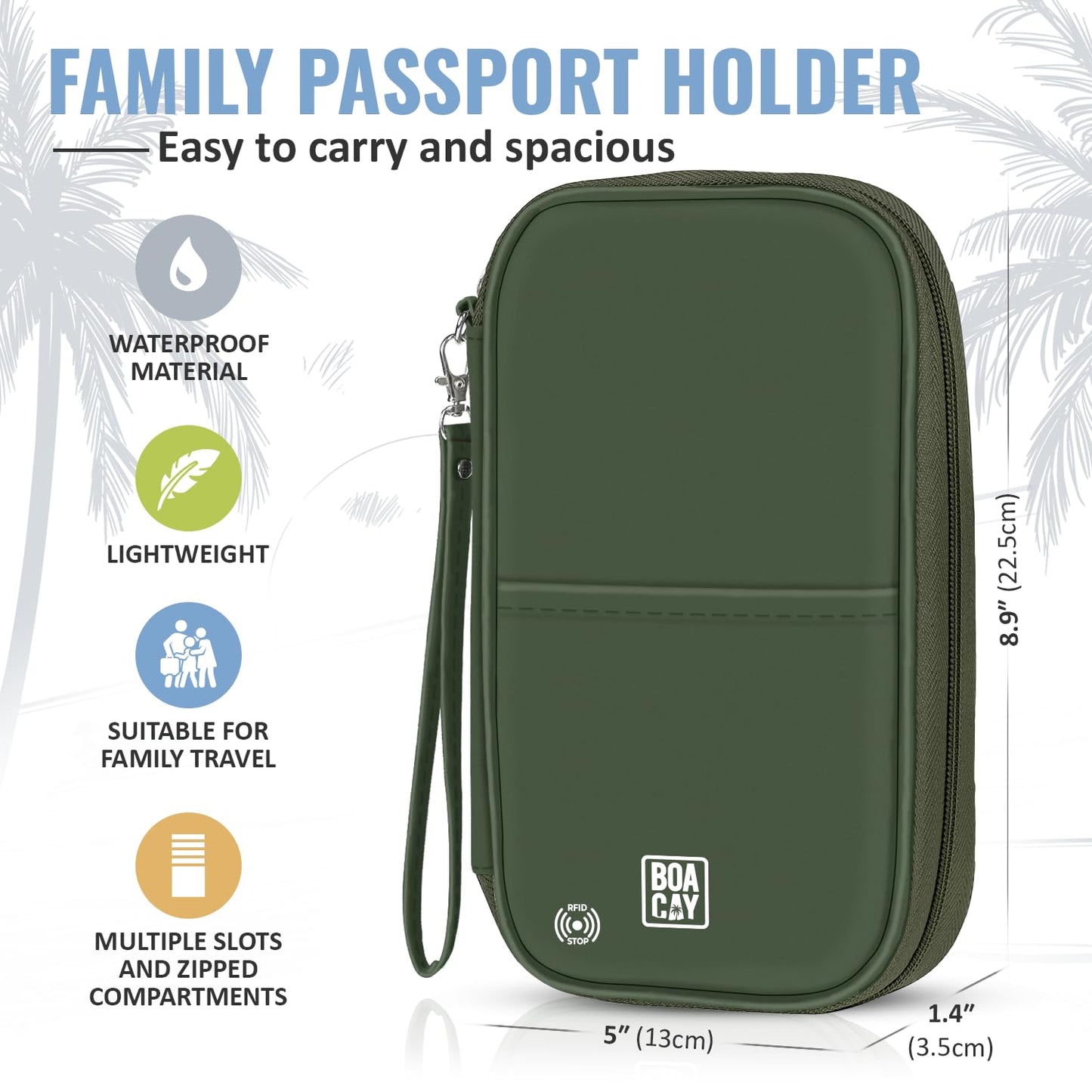 BOACAY Family Passport Holder, RFID Travel Wallet for Women & Men, Document Organiser, Holiday Essentials & Waterproof Cover for Tickets, Money, Cards