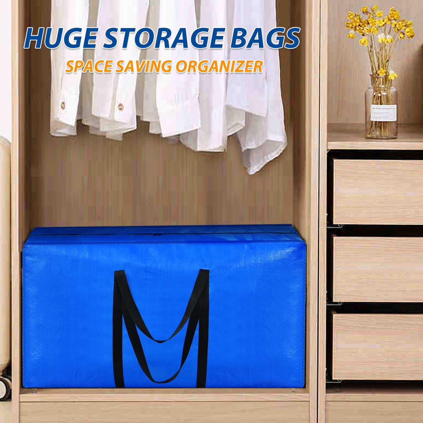 Extra Large Storage Bags, 7.5 Ft Christmas Tree Storage Bag, XXL Large Moving Bags Heavy Duty, Storage Totes Moving Boxes Supplies for College, Foldable Duffle Bag for Travel, 50x23x15inch - 1PACK