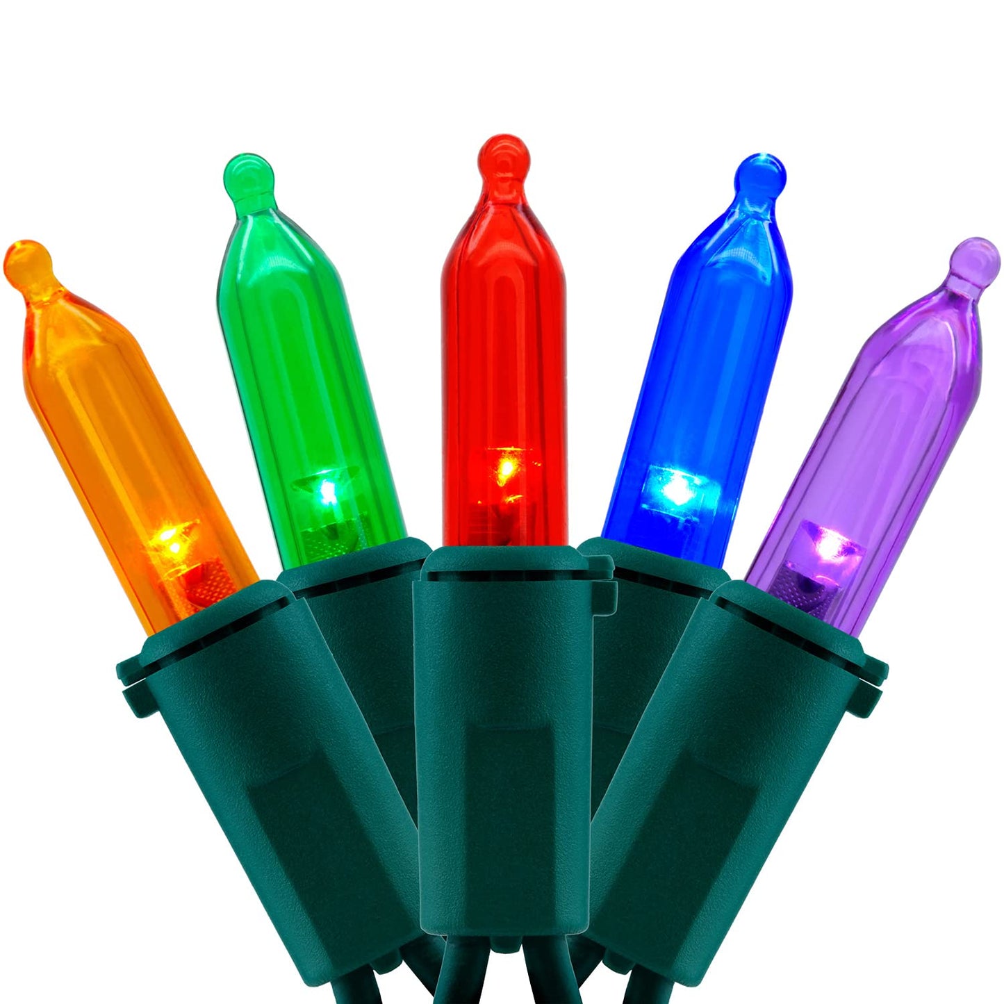 YULETIME 200 Multicolor LED Christmas Lights, 66 ft Green Wire String Light