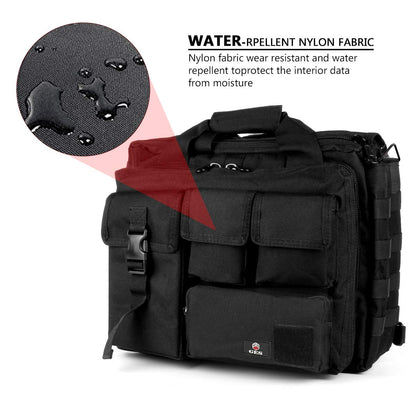 GES 15.6 inch Laptop Bag, Multi-funtion Men's Outdoor Tactical Nylon Shoulder Laptop Messenger Bag,Briefcase Handbags for Camera/Tablet/Notebook (Black)